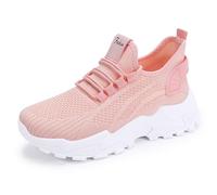 Eestfy Women's Running Sneakers, Fashion Mesh Athletic Shoes with Breathable Knit Upper & Cushion Sole, Lightweight Lace-Up Trainers for Walking & Everyday Fitness,Blush Peach,6 UK