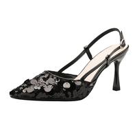 Eestfy Women's Sequin Slingback Heels Pointed Toe Stiletto Dress Pumps