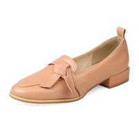 Eestfy Women's Slip-On PU Leather Loafers Low Block Heel Foldable Back Design for Loafer or Slipper Style Comfortable Casual Work Flats,Apricot,11 UK