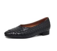 Eestfy Women's Woven Pumps Square Toe Slip On Low Block Heel Dress Shoes