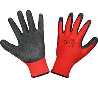 EETOOLS 12 Pairs Work and Gardening Gloves - Red/Black Latex Coated Workwear Gloves for Builder, Gardener, Mechanic, Construction, Warehouse - X LARGE/SIZE 10