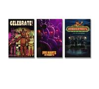 Eetreay 3 PCS Five Poster Nights At Freddy's Movie Vintage Comic Wall Art Canvas Posters Room Decorative Aesthetic Print Decor 16x24inch(40x60cm)-3pcs Style-1