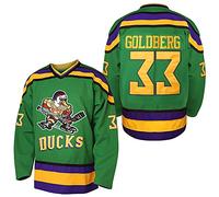 EETUG Villa Mighty Ducks Jersey #96 Charlie Conway #99 Adam Banks #33 Greg Goldberg #66 Gordon Bombay Movie Hockey Jersey White Green, 33 Greg Goldberg Green, S