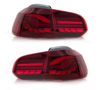 EEUNKT Scale LED Streamer Turn Tail Lights Auto Rear Back Lamps Assembly Car Taillight Accessories Compatible With VW Golf 6 MK6 2008-2013(1Pair Red)
