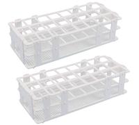 Eeuye 2Pcs Plastic Test Tube Rack 24 Holes Lab Test Tube Rack Holder for 25mm Test Tubes, Detachable, White