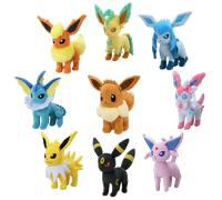 Eevee Family Pokemon Plush Toys Set - Sylveon Umbreon Vaporeon Flareon Pikachu Stuffed Dolls Exquisite Kids Xmas Gift Eevee 20cm sit