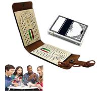 Eevhrqw cribbage board travel set,ultimate leather wraparound touring cribbage board-take the game anywhere,with Faux Leather Case and Pegs,Children, Family Celebrations,Camping,Girls,Adults-A