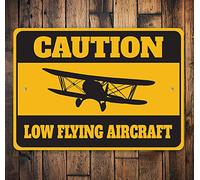 Eeypy Caution Aircraft Sign Low Flying Aircraft Aircraft Decor Pilots Hangar Sign Kid Pilot Gift Hangar Gifts Metal Aluminum Sign Tin Signs for Garage 8x12 Inch