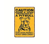 Eeypy Caution Be Ware of Dog Yellow Metal Plate Warning Sign Public Garden Pets Shop Tin Sign Metal Board Plaques Marks Iron Poster 8x12 Inch