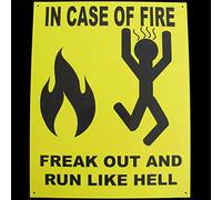 Eeypy Funny Tin Metal Caution/Warning Sign in Case of Fire Freak Out & Run Like Hell Tin Signs Vuntage Kitchen 8x12 Inch
