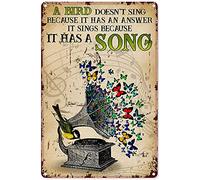 Eeypy Gardening Decor for Men It Has A Song Songbird Butterfly Tin Sign Decoration Vintage Chic Metal Poster Wall Decor Art Gift for Living Room Classroom Outdoor 16x12 inch