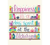 Eeypy Happiness is a Day Spent at The Library Art Book Lover Bookish Wall Art Gifts for Book Lovers Tin Metal Sign Vintage Style Wall Art 8x12 Inch