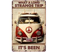 Eeypy Hippie Decorations for Party Hippie What A Long Strange Trip It'S Been Hippie Car Vintage Paper Poster,Metal Tin Sign 12x16 inch