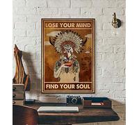 Eeypy Lose My Mind Find My Soul Poster Native American American Indian Wall Art Native America Indian Headdress Decor Iron Painting metal Tin Sign Home bedroom Wall Decor Gift 12x16 Inch