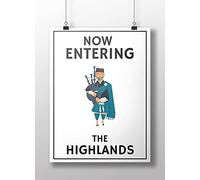 Eeypy Now Entering The Highlands Warning Sign~Highland Bagpipe Poster~Piper Metal Sign Art Geeky Wall Art Scottish Pipe Band Gifts Metal Tin Signs Vintage 8x12 Inch