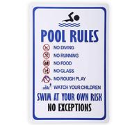 Eeypy Pool Rules Swim at Your Own Risk Warning Metal Sign Safety Tin Signs for Swimming Pool Water Park Iron Poster 8x12 Inch