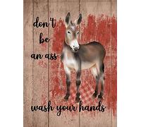 Eeypy Snarky Donkey Wall Art Don't Be an Ass Wash Your Hands Retro Tin Sign Metal Plate, 8x12inch