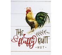 Eeypy The Fluffy Butt Hut Chicken Garden Chicken Farm Country House Metal Tin Sign Poster Wall Plaque 8x12 Inch
