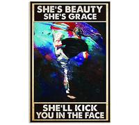 Eeypy Tin Signs For Man Cave She'S Beauty She'S Grace She'Ll Kick Sign, You In The Face Wall Art, Karate Girl Home Decor, Girl Martial Colorful, Sport Sign Vintage 12×8 Inch