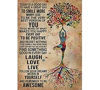 Eeypy Today is A Good Day, Spend A Good Day Laughing Love Live Yoga Poster Wall Sticker 8x12 Inch Poster Wall Art Home Decoration Aluminum Metal Sign Tin Label/Painting Metal Plate