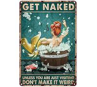 Eeypy Vintage Mermaid Wall Art Redhead Mermaid Get Naked Don'T Make It Weird Tin Sign Decorations Vintage Metal Poster Wall Decor Art Gift for Party Bedroom Outdoor 12x8 inch