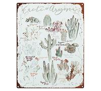 Eeypy Vintage Metal Signs Funny Cacti of Arizona Wall Art Print- Watercolor Cacti Print Vintage Style Metal Sign Cactus Types Cacti Vintage Tin Signs Kitchen