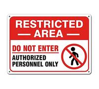 Eeypy Warning Restricted Area Sign Authorized Personnel Only Metal Poster Decor Tin Sign Home Art Decor Metal Wall Art Commercial and Store Signs Metal Tin Sign 8x12 Inch