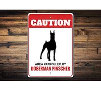Eeypy Warning Sign Doberman Pinscher Sign Decor Doberman Pinscher Gift Dog Owner Gift Caution Dog Lover Sign Tin Signs for Man Cave 8x12 Inch