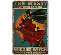 Eeypy Witchy Decor for Shelves Witch The West Black Cat Wicked Witch Tin Sign Decoration Vintage Chic Metal Poster Wall Decor Art Gift for Women Party Room Outdoor 12x8 Inch