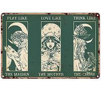 Eeypy Witchy Decorations for Party Green Maiden Mother Crone Witch Horizontal Tin Sign Decoration Vintage Chic Metal Poster Wall Decor Art Gift for Home Bar Cafe Garage Outdoor Man Cave 12x8 inch