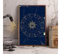 Eeypy Zodiac Wheel Poster Constellations Chart Astrology Map Astral 12 Astrology Zodiac Signs Horoscope Gift Vintage Poster Iron Painting metal Tin Sign Home bedroom Wall Decor Gift 12x16 Inch