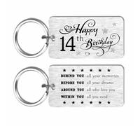 EEYU 14th Birthday Decorations - Happy 14 Year Old Birthday Gifts Keyring for Teen Girls Boys Her Him