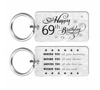 EEYU 69th Birthday Decorations - Happy 69 Year Old Birthday Gifts Keyring for Women Men Her Him