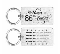 EEYU 86th Birthday Gifts for Women Men - Happy 86 Birthday Keyring for Mum Dad Female Male, 86 Decorations
