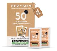 EEZYSUN Mineral Sunscreen Packs, SPF 50, Travel Size, Aloe Vera Infused, Vegan and Safe for Reefs, Wide Spectrum, Fat Free and Natural with Grapes/U Protection