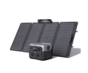 EF ECOFLOW Portable Power Station RIVER 2 MAX, 512Wh with 160W Solar Panel | LiFeP04 Battery, 1 Hour Fast Charging, Up To 1000W Output, Solar Generator (Panel Not Inc.) for Outdoor Camping/RVs/Home Use