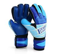 EFAH SPORTS Football Goalkeeper Gloves For Kids Boys Children Youth Soccer Goaile Glove With Fingersave and Double Wrist Protection Strong Grip Palms (Size 7 suitable for size S-M adult, Blue)