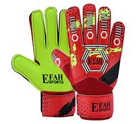 EFAH SPORTS Football Goalkeeper Gloves For kids Boys Children Youth Soccer Goalie Goalkeeping Glove with Strong Grip Palms (Size 6, Red/F.yellow)