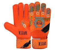EFAH SPORTS Football Goalkeeper Gloves For kids Boys Children Youth Soccer Goalie Goalkeeping Glove with Strong Grip Palms (Size 4, Orange/golden)