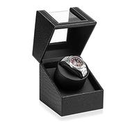 Efaithtek Automatic Single Watch Winder in Black Crocodile Pattern Leather with Japanese Mabuchi Quiet Motor，AC Adapter or Battery Powered