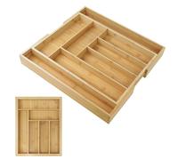 EFAN Bamboo Cutlery Drawer Organiser 6-8 Compartment Cutlery Tray Kitchen Drawer Organiser Rack Holder Tray 52cm x 43cm Expandable Flatware Tray Drawer