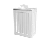 EFAN Bathroom Storage Unit, Wooden Bathroom Tidy Storage Box, White Toilet Caddy Storage Box, Multi-Purpose Cleaning Tidy Box (35cm x 27cm x 14cm)