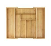 EFAN Cutlery Drawer Organiser, Bamboo Extendable Cutlery Tray, Adjusts from 32cm to 52cm Width, 6-8 Compartment Holder Flatware Utensil Drawer