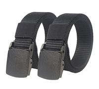 EFARMA Elasticated Belt Stretch Weave,Belts Men Women, Heavy Duty Nylon Tactical Military Belt with Quick Release POM Buckle, 3cm Wide 110-170cm Length, 2 Pack (Color : Black, Size : Length 110CM)