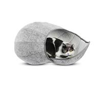 EFASYS Tunnel Cat Bed, Removable Cat Nest, Round Felt Tunnel Cat Nest, Four Seasons Available Cat Tunnel Toy, Semi-Closed Washable Cat Tunnel Nest, Transformable Cat Tunnel(4 Colors Available)(White)