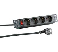 EFB 10 Inch 1HE Power Strip 4 x CEE 7/3 with Switch, Aluminium, Grey