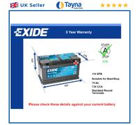 EFB Battery fits ASTON MARTIN VIRAGE 5.3 6.3 88 to 00 Stop Start Exide 110 EFB