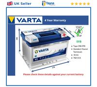 096 EFB Car Battery fits AUDI A3 2013 on Stop Start Varta 000915105EC