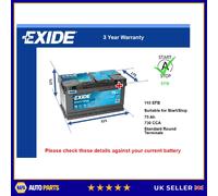 EFB Battery fits FORD C-MAX 07 to 19 Stop Start Exide 110 EFB 730A 75Ah Quality