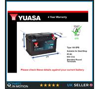 EFB Battery fits FORD ECOSPORT 2012 on Stop Start Yuasa 100 EFB 650A 65Ah New